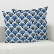 Art Deco Moody Blue Scallop Fans