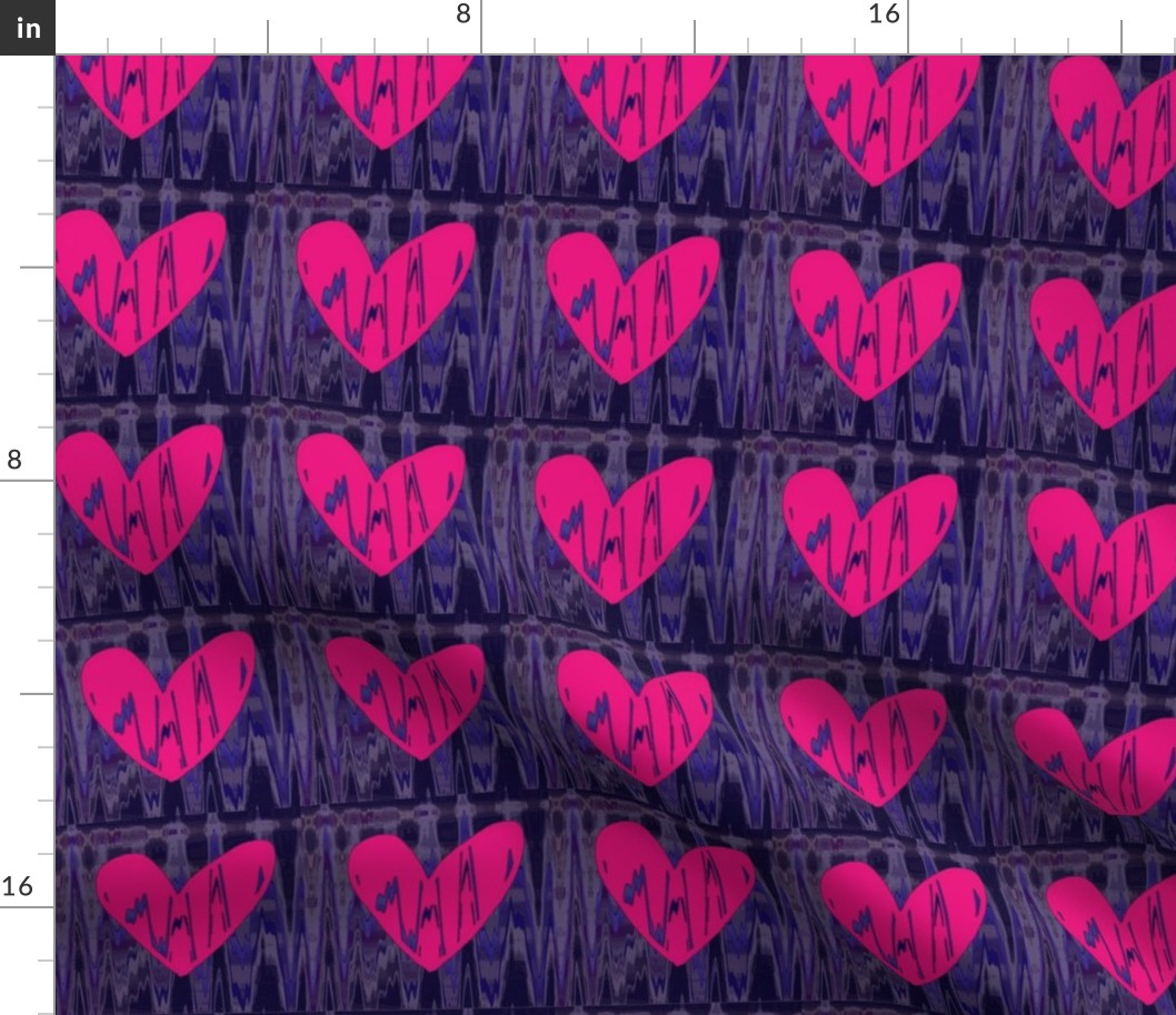 Heartbeat Fluorescent Pink Hearts Upholstery Fabric