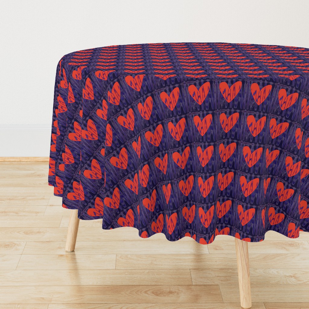 Heartbeat Neon Orange Hearts Upholstery Fabric