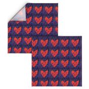 Heartbeat Neon Orange Hearts Upholstery Fabric