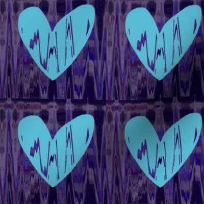 Heartbeat Fluorescent Blue Hearts Upholstery Fabric