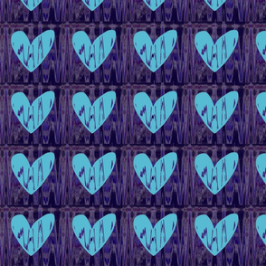 Heartbeat Fluorescent Blue Hearts Upholstery Fabric