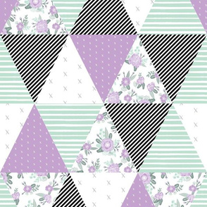 cheater quilt lavender sage mint black white stripes