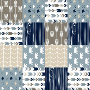 Rustic Woods Patchwork fabric - bear and arrows (90)