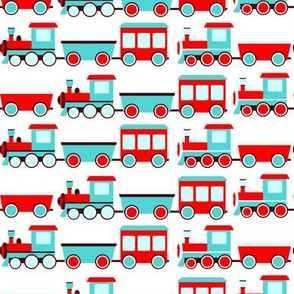 Aqua and Red Trains