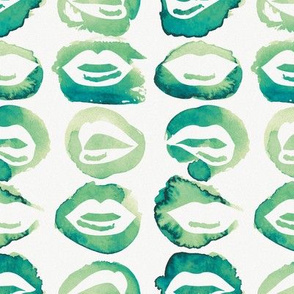 Green Watercolor Lips // normal scale