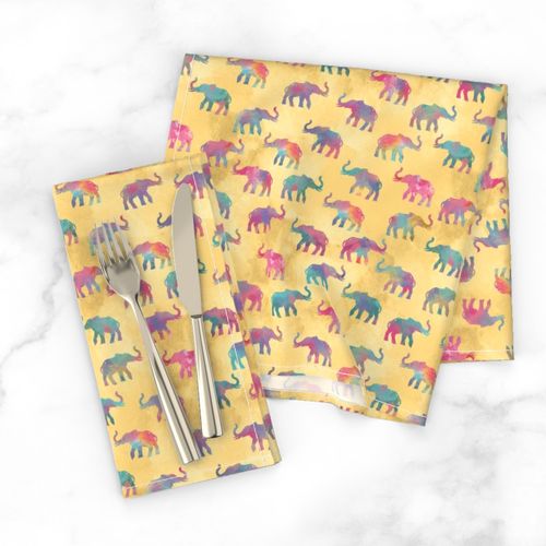 Elephants On Parade in Watercolor Yellow