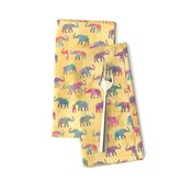 Elephants On Parade in Watercolor Yellow