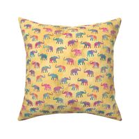 Elephants On Parade in Watercolor Yellow