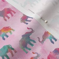 Elephants On Parade in Watercolor Pink
