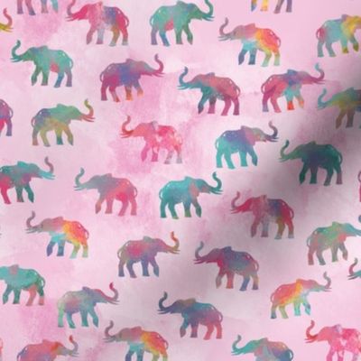 Elephants On Parade in Watercolor Pink