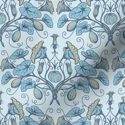 pumpkin damask blue