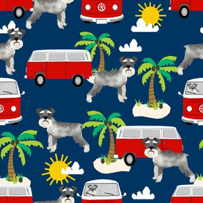 schnauzer beach palm tree summer fabric cute dog design