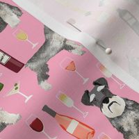 schnauzer fabric dogs and wine design cute dogs and bubbly fabric schnauzer dogs - pink