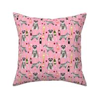 schnauzer fabric dogs and wine design cute dogs and bubbly fabric schnauzer dogs - pink