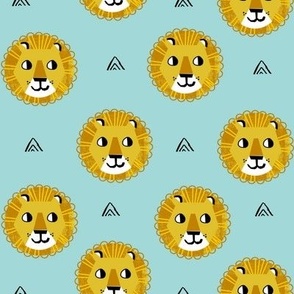 lion fabric // nursery baby lion design safari baby andrea lauren fabric - blue