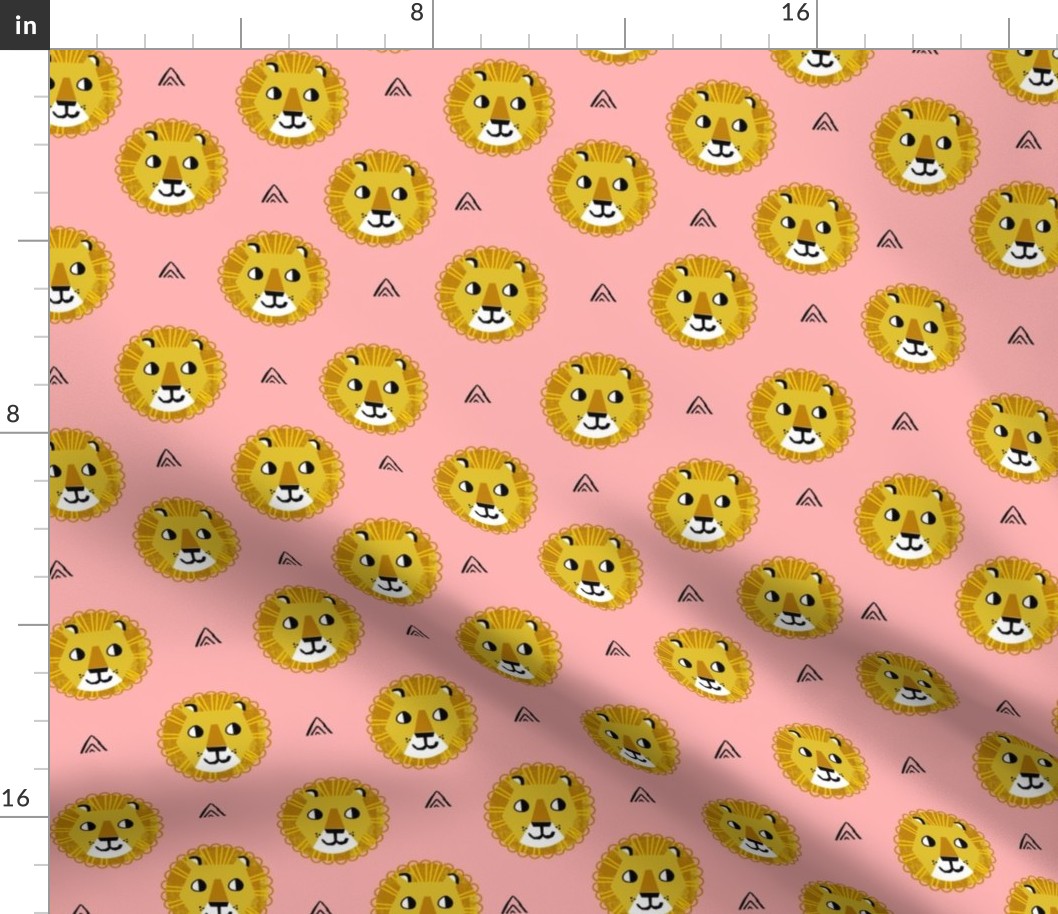 lion fabric // nursery baby lion design safari baby andrea lauren fabric - pink