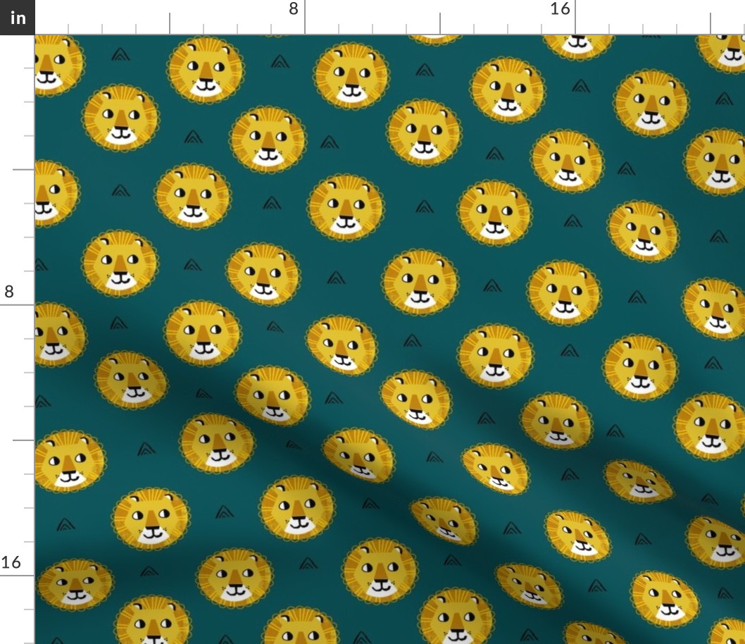 lion fabric // nursery baby lion design safari baby andrea lauren fabric - teal