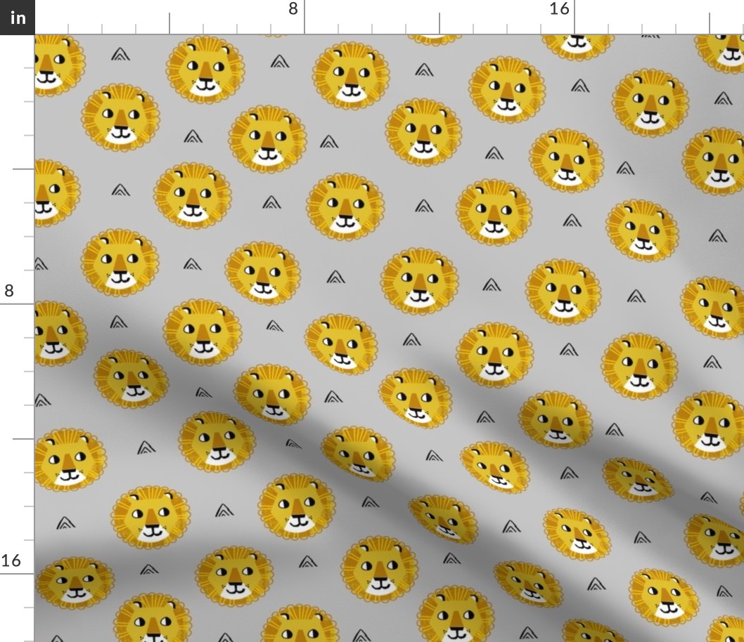 lion fabric // nursery baby lion design safari baby andrea lauren fabric - grey