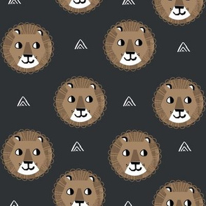 lion fabric // nursery baby lion design safari baby andrea lauren fabric - charcoal and brown