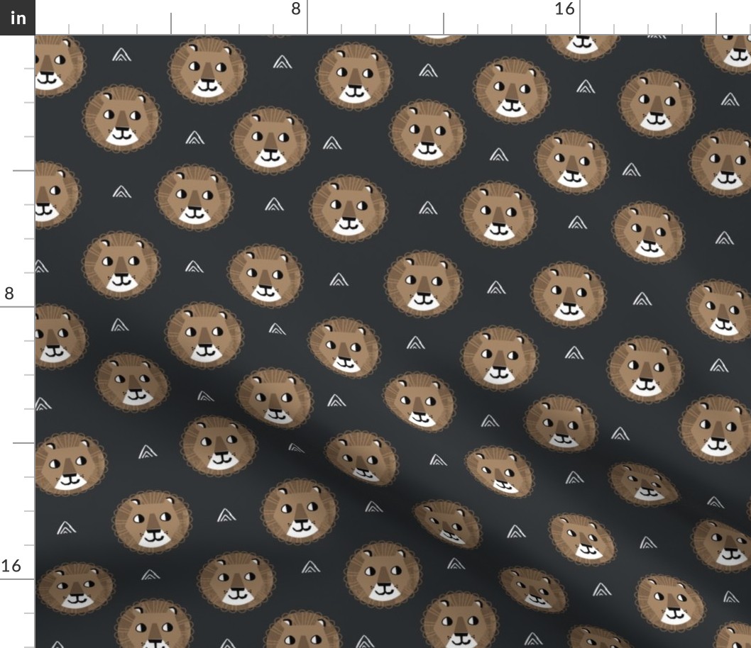 lion fabric // nursery baby lion design safari baby andrea lauren fabric - charcoal and brown