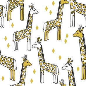 giraffe fabric // large scale safari kids nursery print andrea lauren fabric - mustard