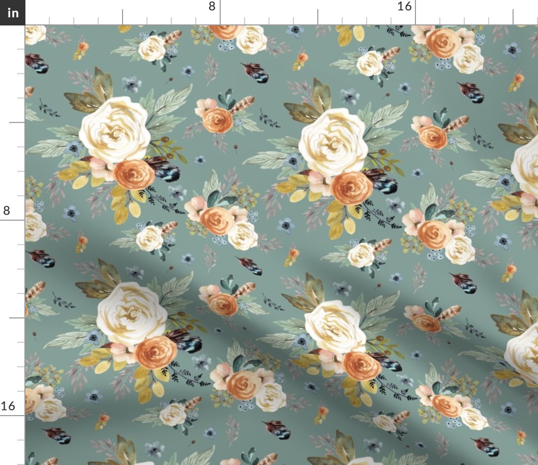 8" Western Autumn / More Florals / Dry Green