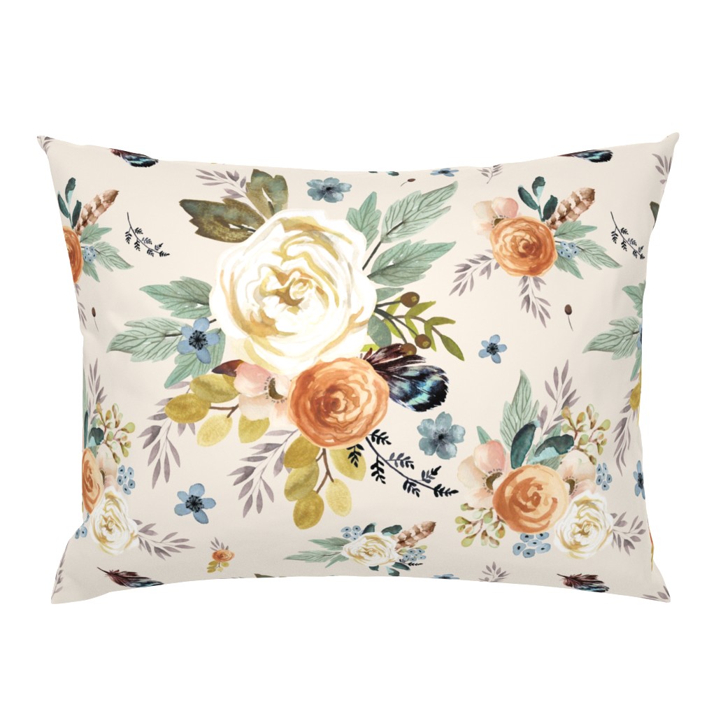 18"  Western Autumn / More Florals /Ivory