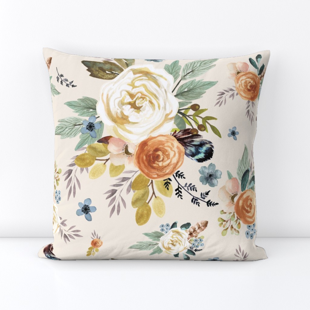 18"  Western Autumn / More Florals /Ivory