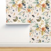 18"  Western Autumn / More Florals /Ivory