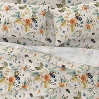 18"  Western Autumn / More Florals /Ivory