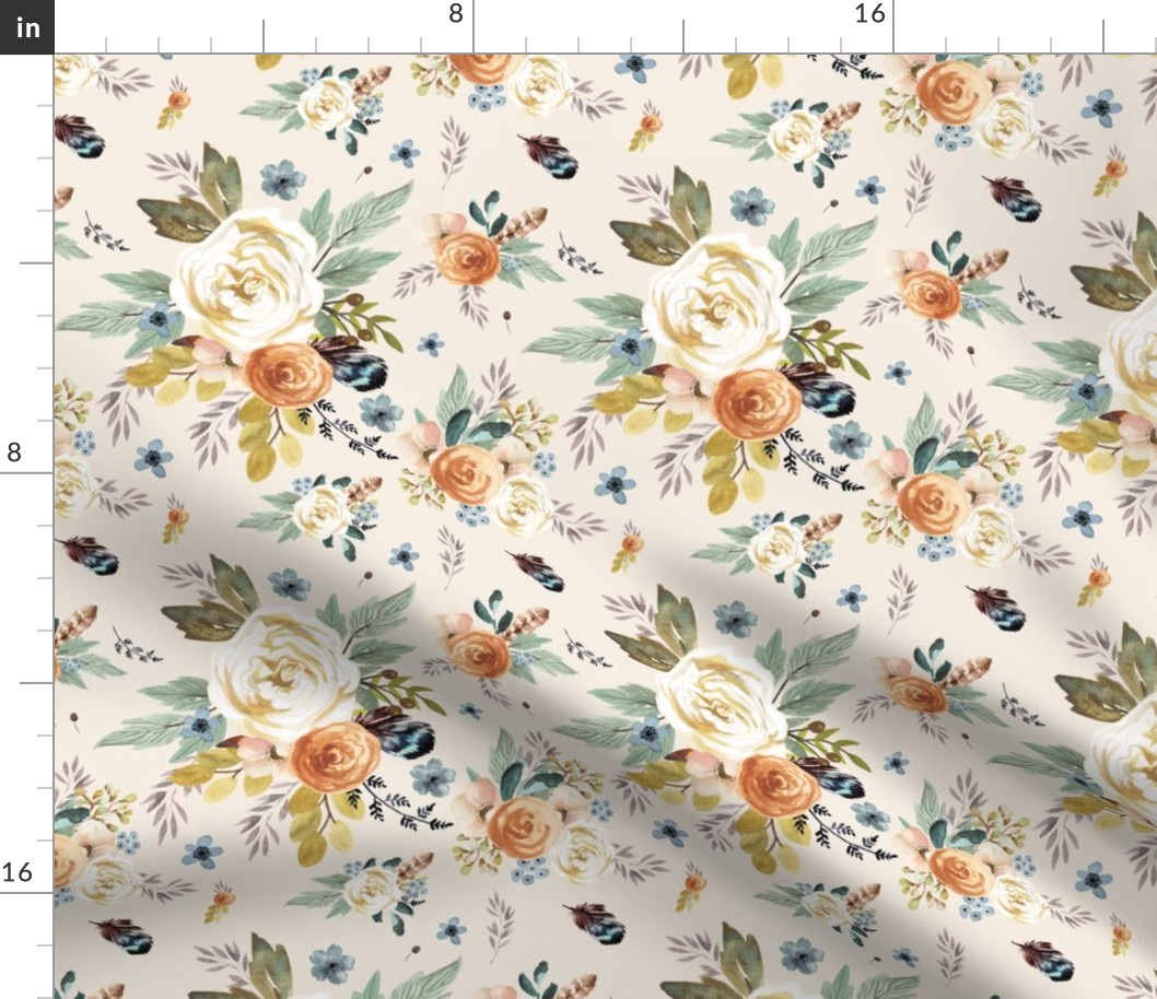 8" Western Autumn / More Florals / Ivory