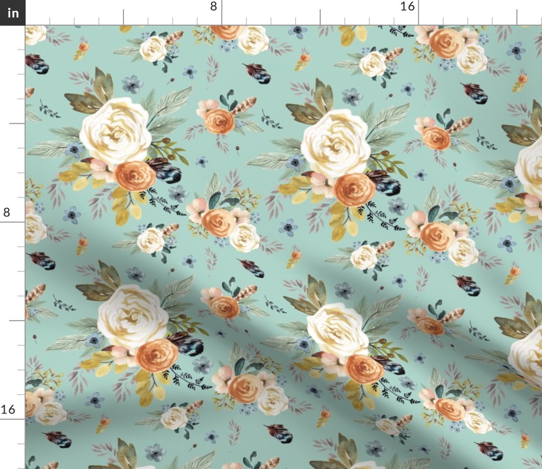 8" Western Autumn / More Florals / Light Dry Green