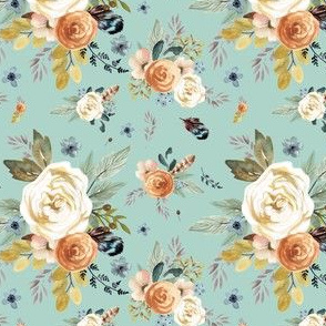 4" Western Autumn / More Florals / Light Dry Green