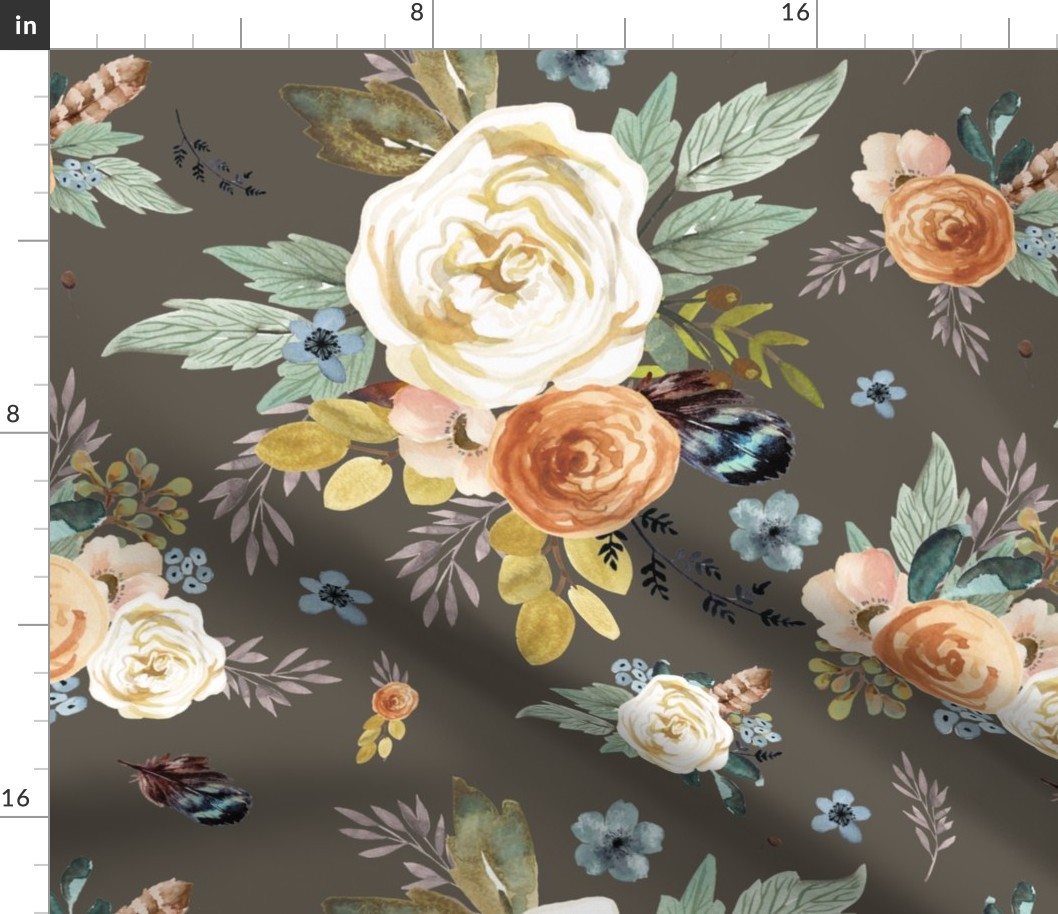 18" Western Autumn / More Florals / Taupe