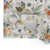 8" Western Autumn / More Florals / Ivory Stripes