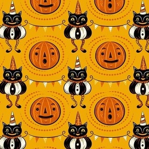 Halloween Cats and Pennants