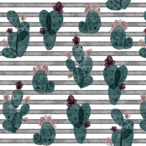 spruce autumn cactus // on salted watercolor stripes 179-13