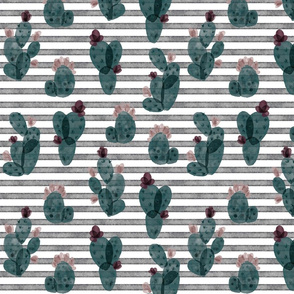 spruce autumn cactus // on salted watercolor stripes 179-13 // medium