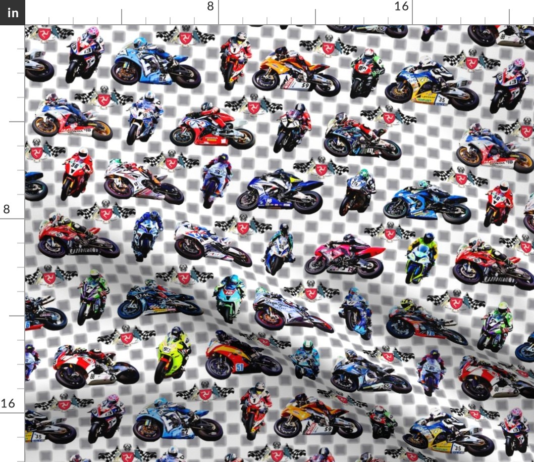  Motorbikes Grey Checkered Motogp