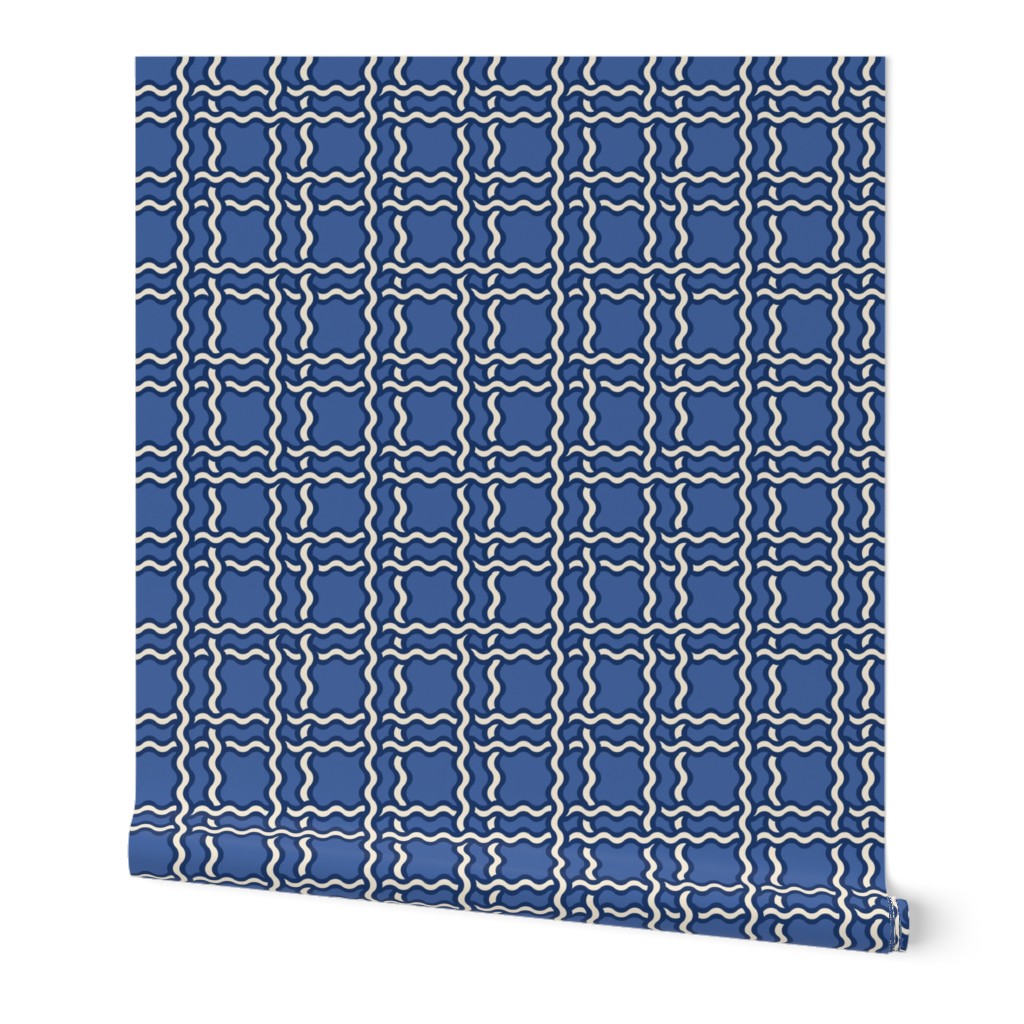 squiggle plaid - blue