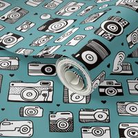 Vintage camera memories cool retro toy camera photography design gender neutral blue XS