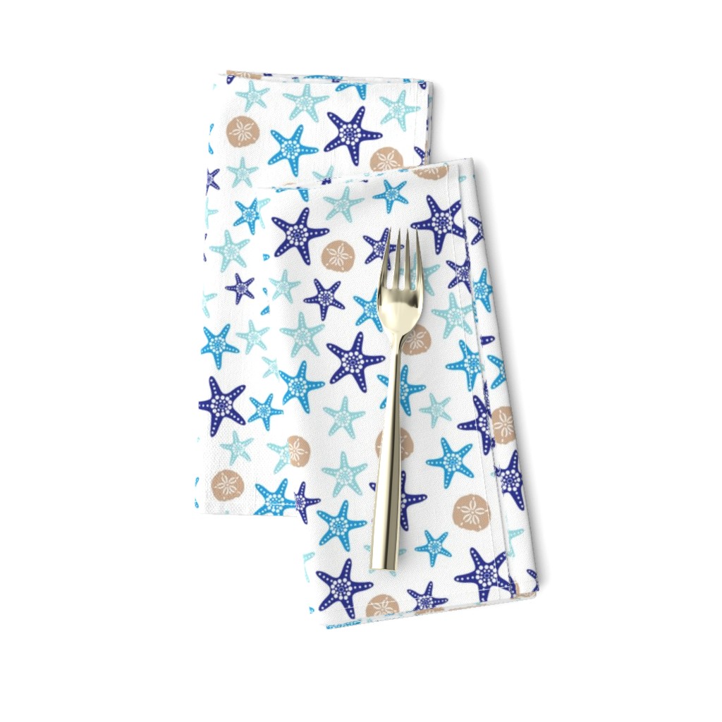 Starfish and sand dollars large //  blue beige trendy kids nursery baby boy sea deep ocean