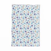 Starfish and sand dollars large //  blue beige trendy kids nursery baby boy sea deep ocean