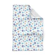 Starfish and sand dollars large //  blue beige trendy kids nursery baby boy sea deep ocean