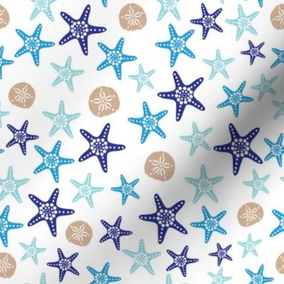 Starfish and sand dollars large //  blue beige trendy kids nursery baby boy sea deep ocean