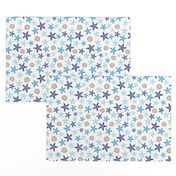 Starfish and sand dollars large //  blue beige trendy kids nursery baby boy sea deep ocean