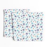 Starfish and sand dollars large //  blue beige trendy kids nursery baby boy sea deep ocean