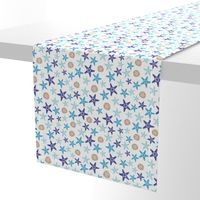 Starfish and sand dollars large //  blue beige trendy kids nursery baby boy sea deep ocean