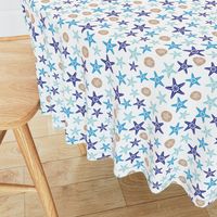 Starfish and sand dollars large //  blue beige trendy kids nursery baby boy sea deep ocean